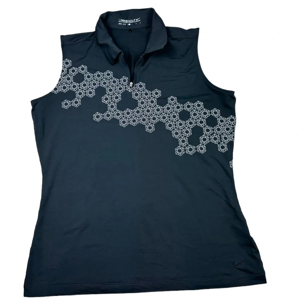 NIKE: Black Sleeveless Golf Geometric Athletic Top -Size Large